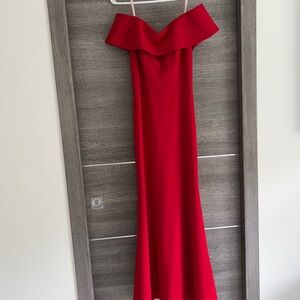 Elegant Red Off-Shoulder Dress